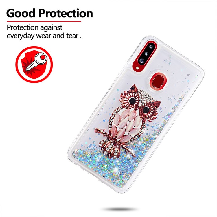 Dynamic Glittery Sequins TPU Shell Case for Samsung Galaxy A20s - Owl-4