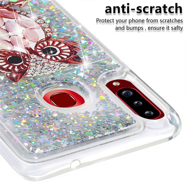 Dynamic Glittery Sequins TPU Shell Case for Samsung Galaxy A20s - Owl-5