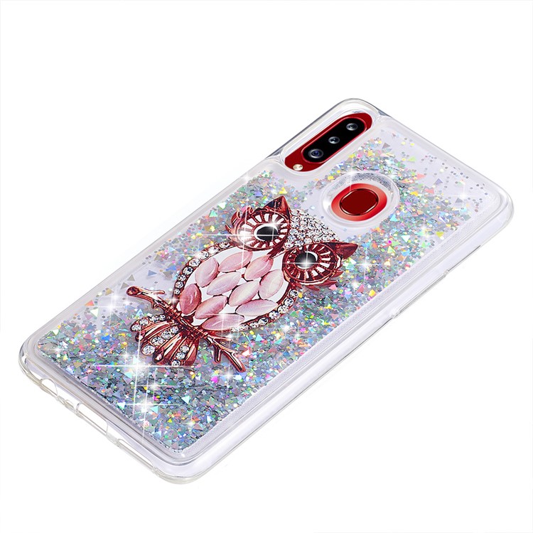 Dynamic Glittery Sequins TPU Shell Case for Samsung Galaxy A20s - Owl-6