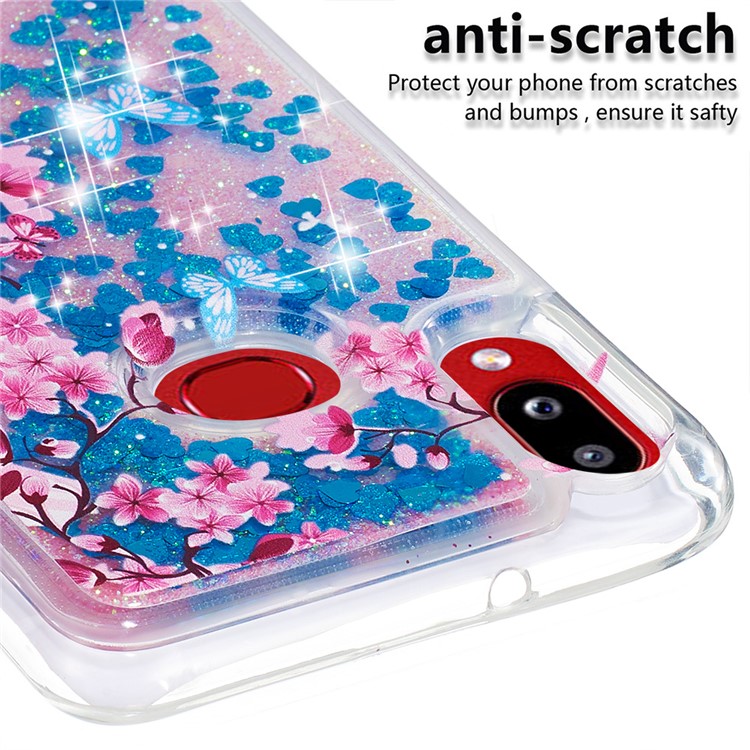 Quicksand Dynamic Glittery Sequins TPU Case for Samsung Galaxy A10s - Blue/Peach Blossom-5