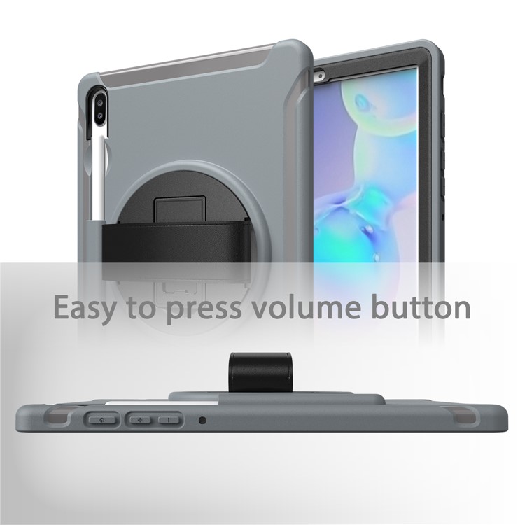 360° Swivel Kickstand PC + TPU Tablet Combo Shell with Hand Strap for Samsung Galaxy Tab S6 SM-T860/T865 - Grey-15