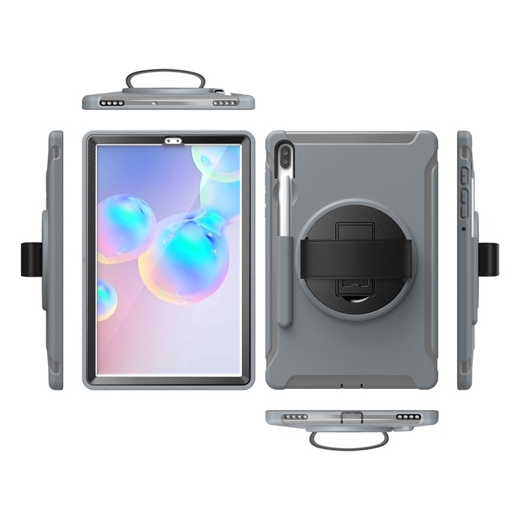 360° Swivel Kickstand PC + TPU Tablet Combo Shell with Hand Strap for Samsung Galaxy Tab S6 SM-T860/T865 - Grey-2