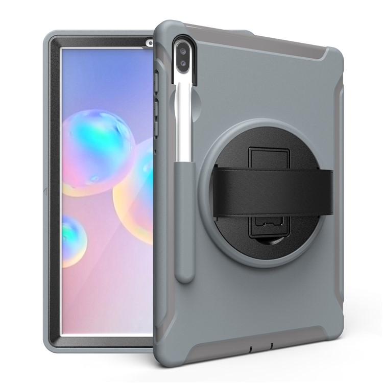 360° Swivel Kickstand PC + TPU Tablet Combo Shell with Hand Strap for Samsung Galaxy Tab S6 SM-T860/T865 - Grey-5