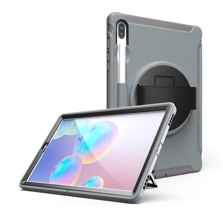 360° Swivel Kickstand PC + TPU Tablet Combo Shell with Hand Strap for Samsung Galaxy Tab S6 SM-T860/T865 - Grey-6