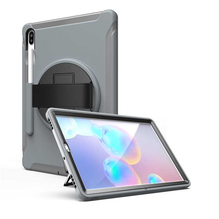 360° Swivel Kickstand PC + TPU Tablet Combo Shell with Hand Strap for Samsung Galaxy Tab S6 SM-T860/T865 - Grey-7