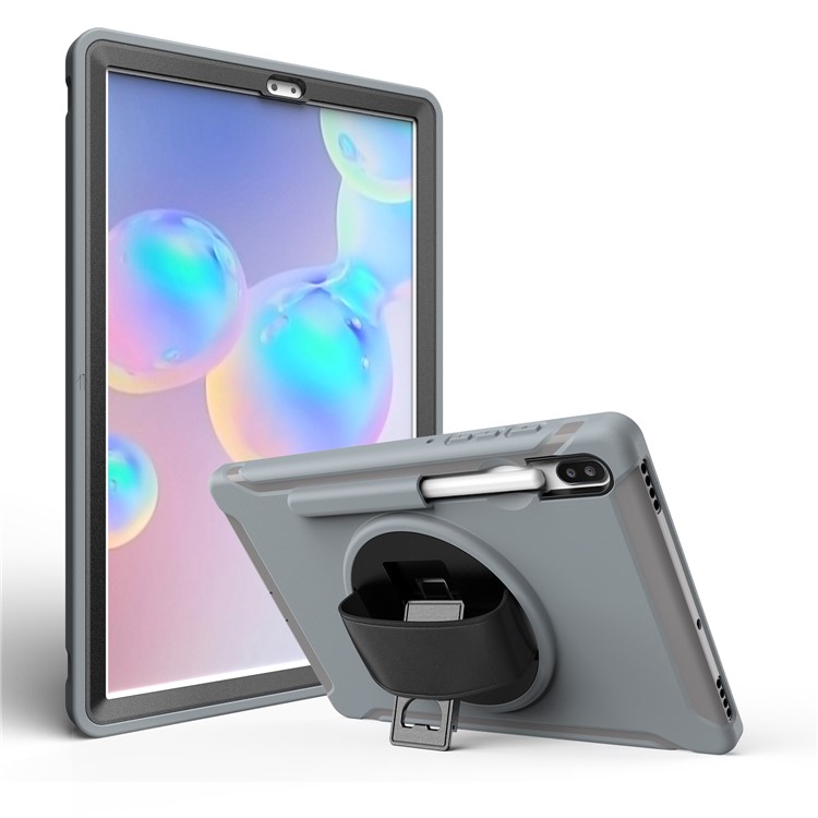 360° Swivel Kickstand PC + TPU Tablet Combo Shell with Hand Strap for Samsung Galaxy Tab S6 SM-T860/T865 - Grey-8