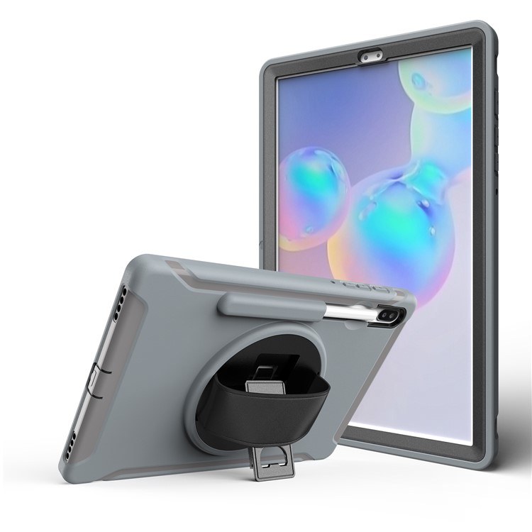 360° Swivel Kickstand PC + TPU Tablet Combo Shell with Hand Strap for Samsung Galaxy Tab S6 SM-T860/T865 - Grey-9