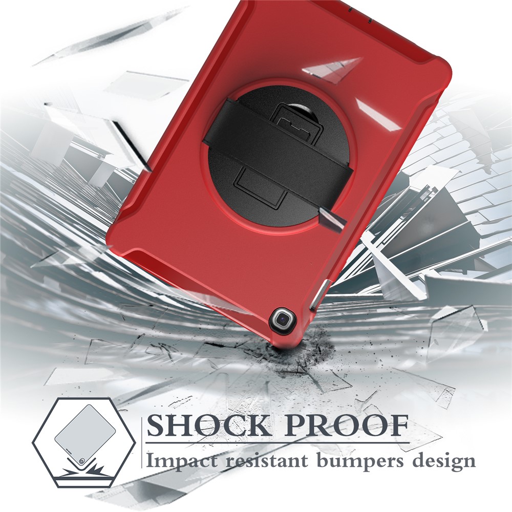 360° Swivel Kickstand PC + TPU Tablet Shell with Hand Strap for Samsung Galaxy Tab S5e SM-T720/T725 - Red-10