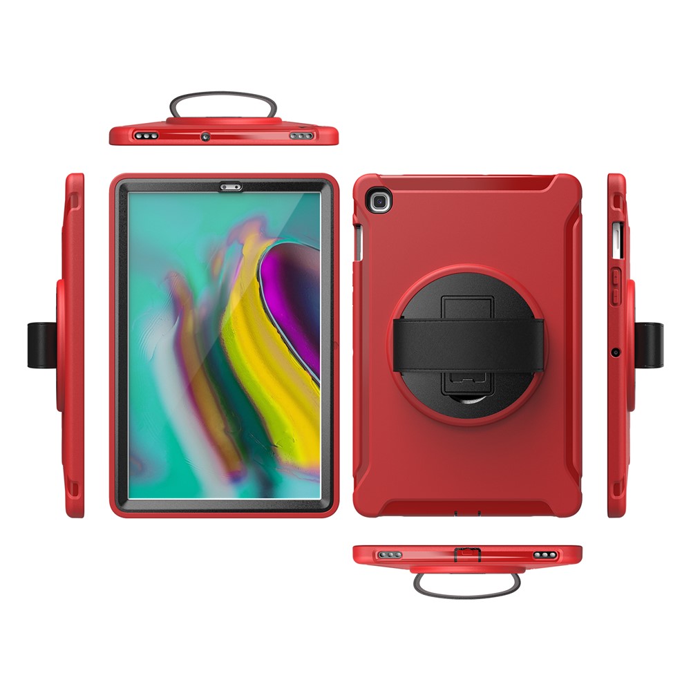 360° Swivel Kickstand PC + TPU Tablet Shell with Hand Strap for Samsung Galaxy Tab S5e SM-T720/T725 - Red-2