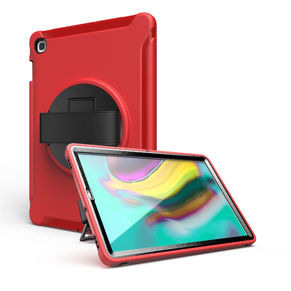 360 ° Glanal Giratoria PC + TPU TPU Chonche Con Correca de Mano Para Samsung Galaxy Tab S5e SM-T720/T725 - Rojo