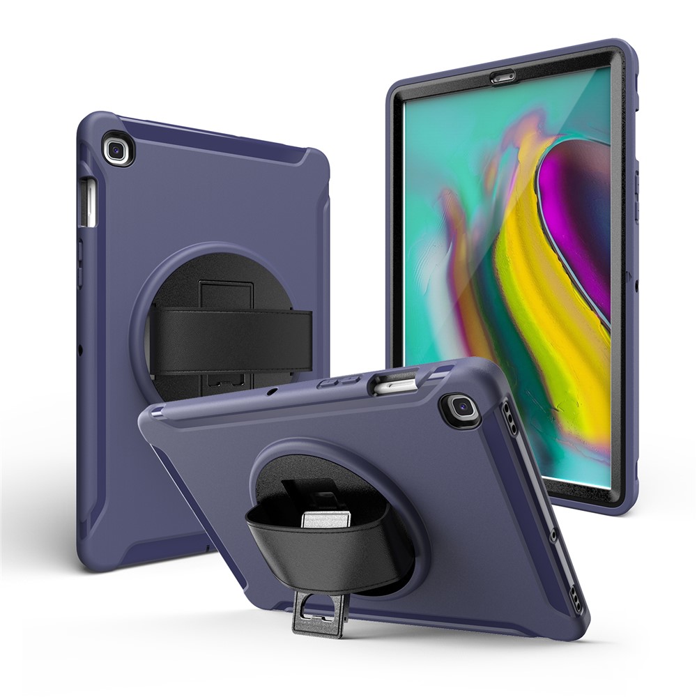 360 ° Pivotant Béquille PC + Enveloppe Du Comprimé TPU Avec Dragonne Pour Samsung Galaxy Tab S5E SM-T720 / T725 - Bleu Foncé-1