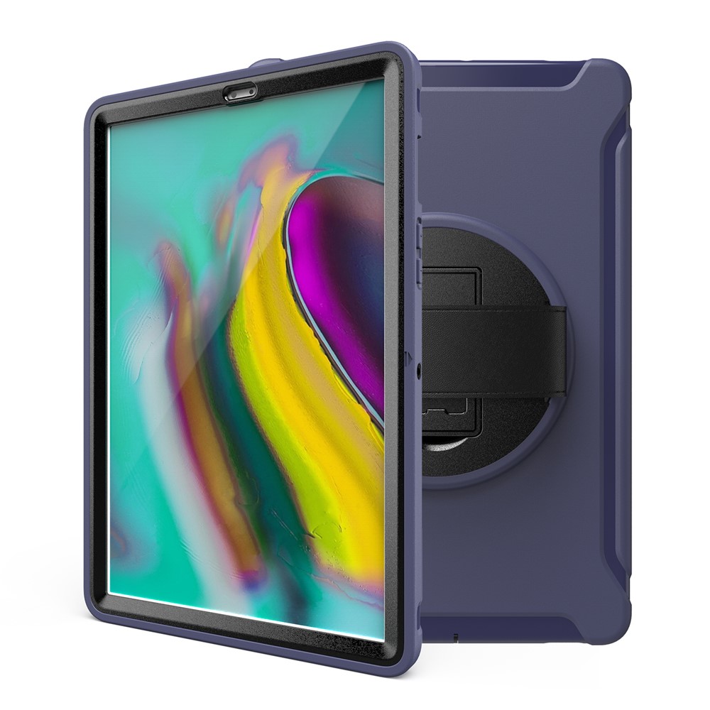 360 ° Pivotant Béquille PC + Enveloppe Du Comprimé TPU Avec Dragonne Pour Samsung Galaxy Tab S5E SM-T720 / T725 - Bleu Foncé-10