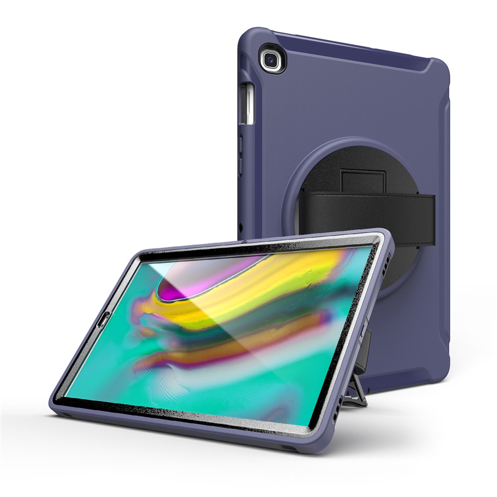 360 ° Pivotant Béquille PC + Enveloppe Du Comprimé TPU Avec Dragonne Pour Samsung Galaxy Tab S5E SM-T720 / T725 - Bleu Foncé-12