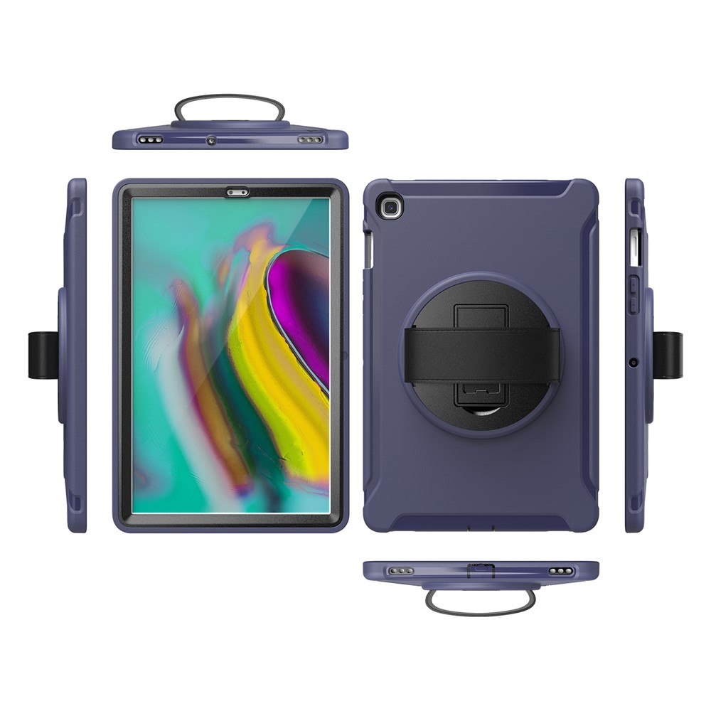 360 ° Pivotant Béquille PC + Enveloppe Du Comprimé TPU Avec Dragonne Pour Samsung Galaxy Tab S5E SM-T720 / T725 - Bleu Foncé-2