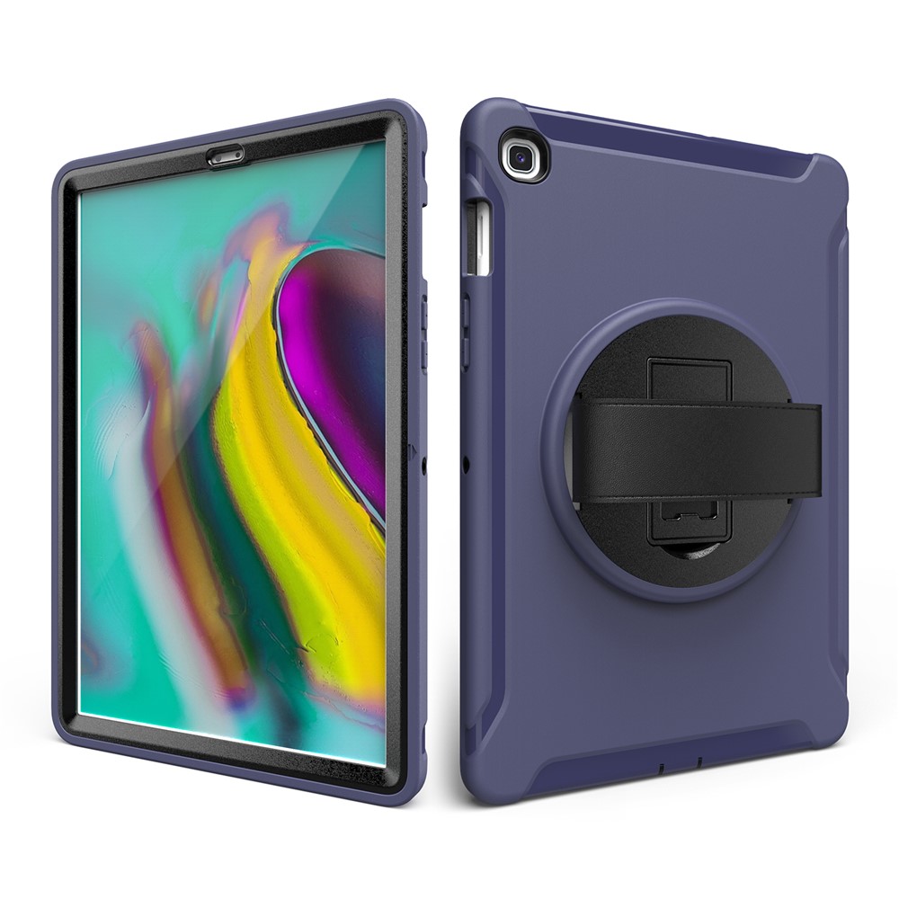 360 ° Pivotant Béquille PC + Enveloppe Du Comprimé TPU Avec Dragonne Pour Samsung Galaxy Tab S5E SM-T720 / T725 - Bleu Foncé-9