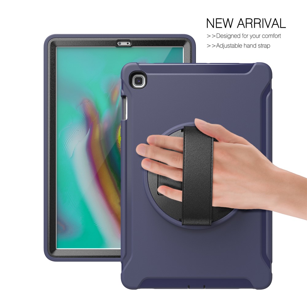 360 ° Pivotant Béquille PC + Enveloppe Du Comprimé TPU Avec Dragonne Pour Samsung Galaxy Tab S5E SM-T720 / T725 - Bleu Foncé-28