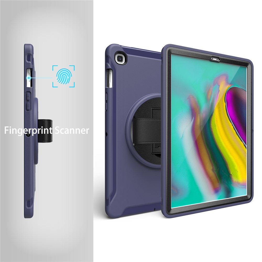 360 ° Pivotant Béquille PC + Enveloppe Du Comprimé TPU Avec Dragonne Pour Samsung Galaxy Tab S5E SM-T720 / T725 - Bleu Foncé-30