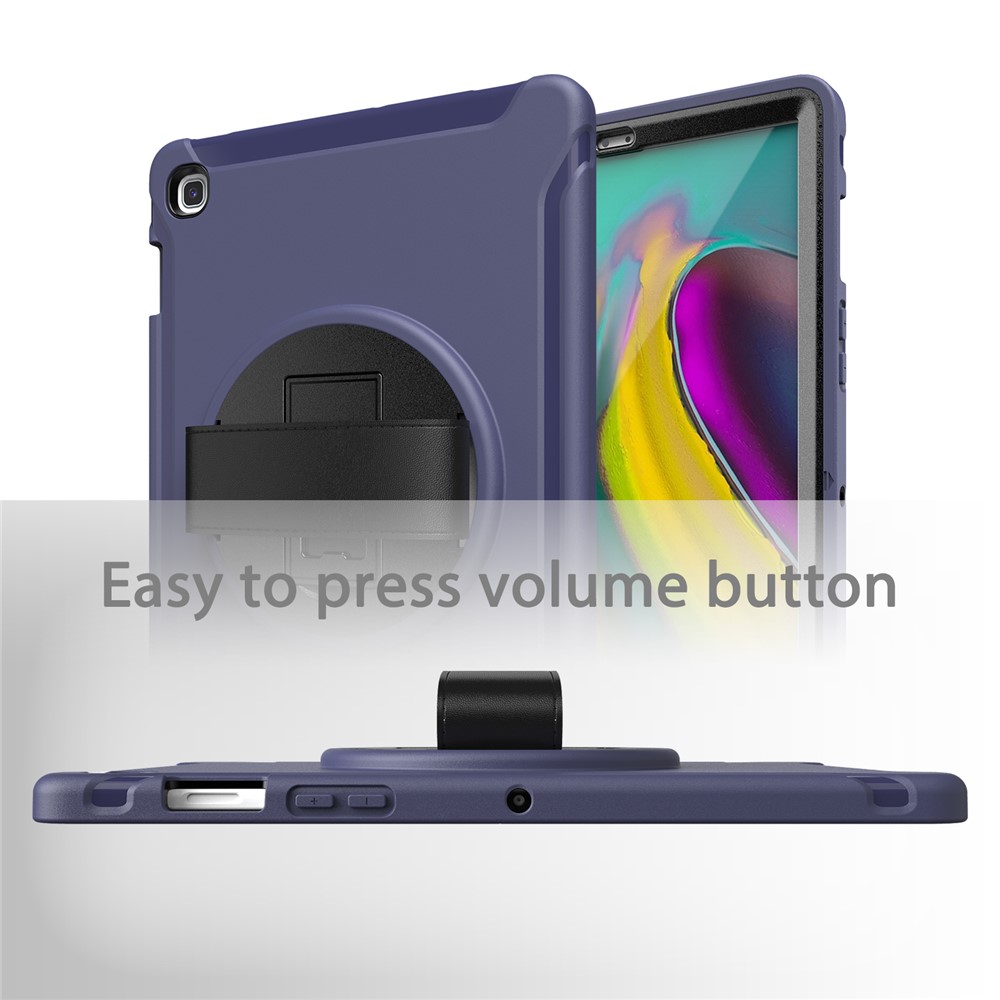 360 ° Pivotant Béquille PC + Enveloppe Du Comprimé TPU Avec Dragonne Pour Samsung Galaxy Tab S5E SM-T720 / T725 - Bleu Foncé-31
