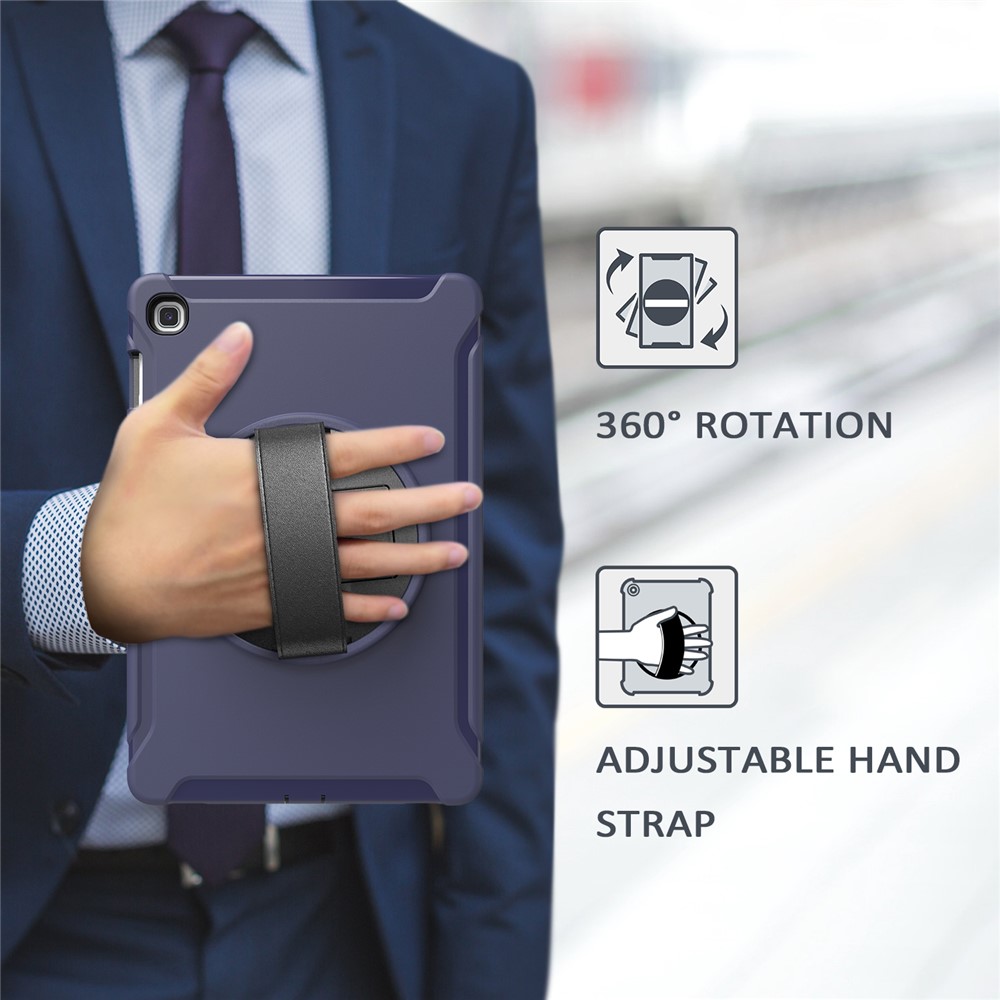 360 ° Pivotant Béquille PC + Enveloppe Du Comprimé TPU Avec Dragonne Pour Samsung Galaxy Tab S5E SM-T720 / T725 - Bleu Foncé-32