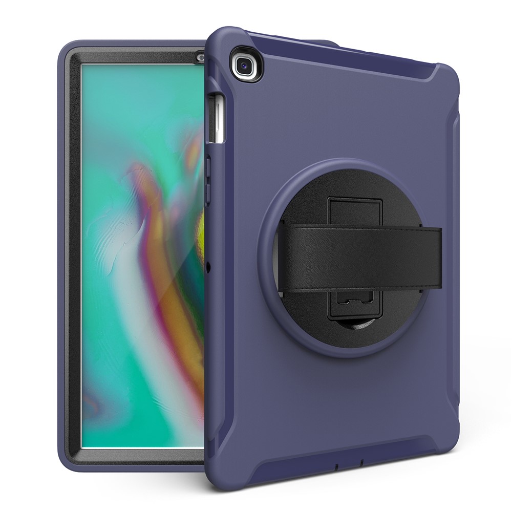 360 ° Pivotant Béquille PC + Enveloppe Du Comprimé TPU Avec Dragonne Pour Samsung Galaxy Tab S5E SM-T720 / T725 - Bleu Foncé-21