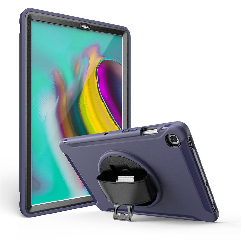360 ° Pivotant Béquille PC + Enveloppe Du Comprimé TPU Avec Dragonne Pour Samsung Galaxy Tab S5E SM-T720 / T725 - Bleu Foncé-24