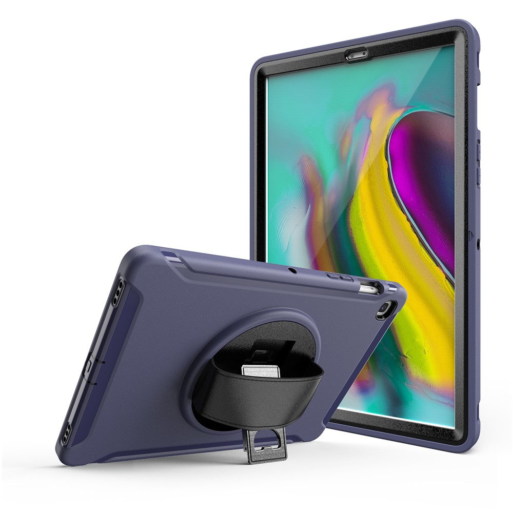 360 ° Pivotant Béquille PC + Enveloppe Du Comprimé TPU Avec Dragonne Pour Samsung Galaxy Tab S5E SM-T720 / T725 - Bleu Foncé-25