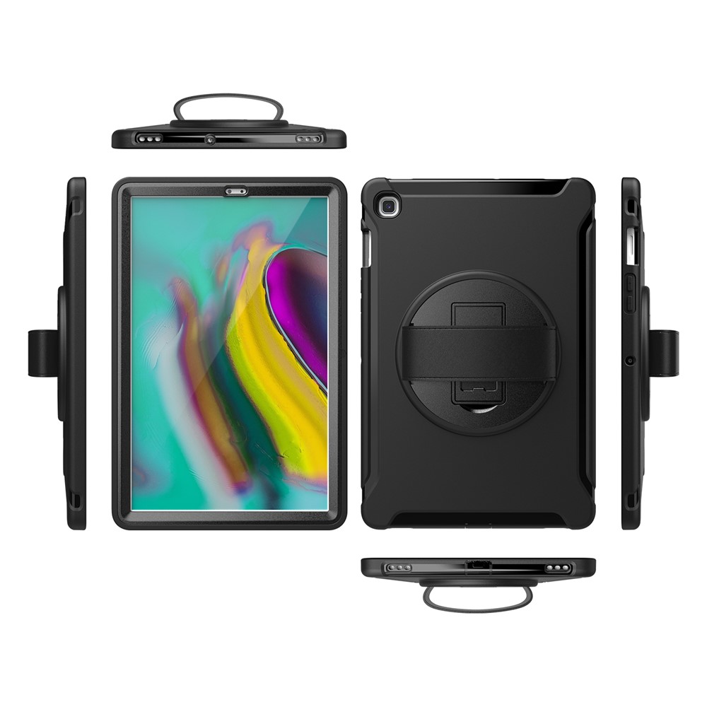 360 ° Поворотная Подставка PC + ТП Таблетка Оболочки С Ручным Ремешком Для Samsung Вкладки Галактики S5E SM-T720 / T725 - Черный-2