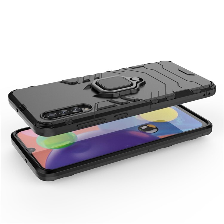 Ring Holder Kickstand PC+TPU Combo Case for Samsung Galaxy A70s - Black-5