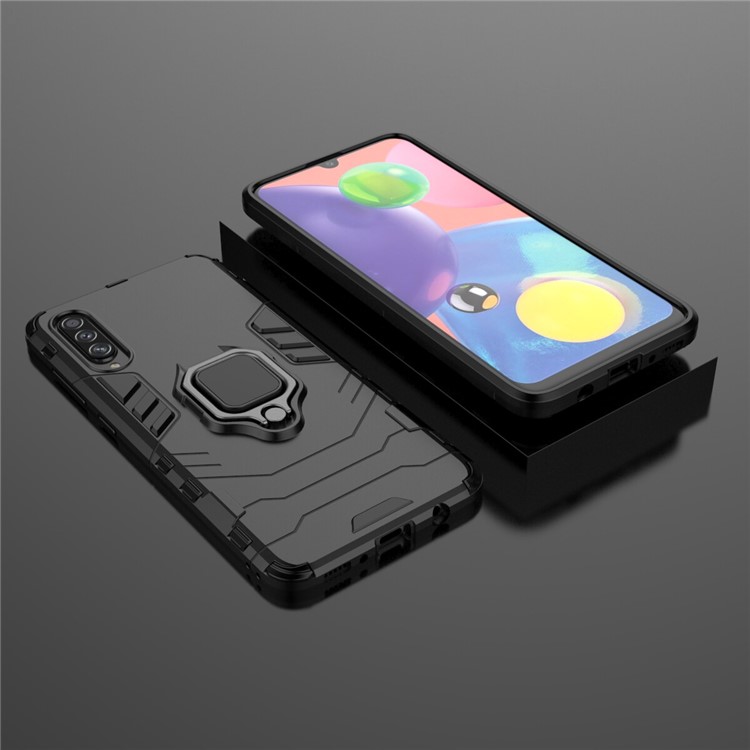 Ring Holder Kickstand PC+TPU Combo Case for Samsung Galaxy A70s - Black-9