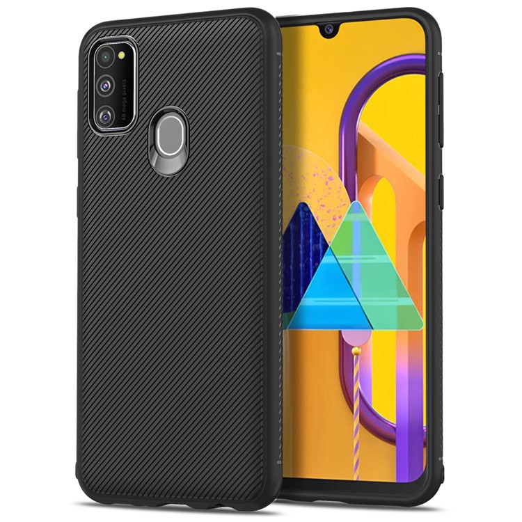 Jazz Series Twill Texture TPU Back Phone Case for Samsung Galaxy M30s - Black-1