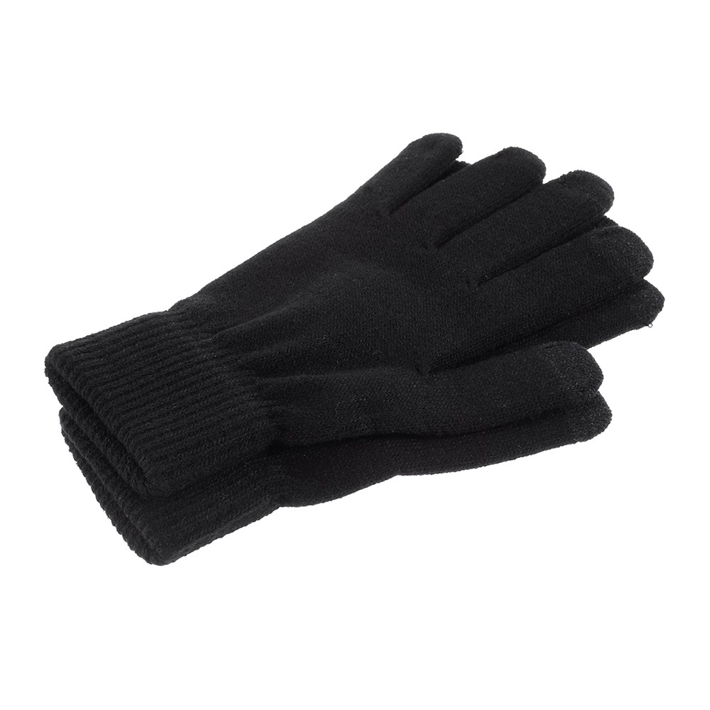 Women Touch Screen Glove Winter Warm Thick Knit for Smartphone Tablet One Size - Black-6