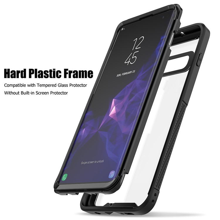 For Samsung Galaxy S10 Vivid Color TPU Bumper + PC + Clear Acrylic Back Phone Case Cover - Black-3