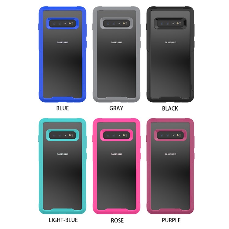 For Samsung Galaxy S10 Vivid Color TPU Bumper + PC + Clear Acrylic Back Phone Case Cover - Black-5