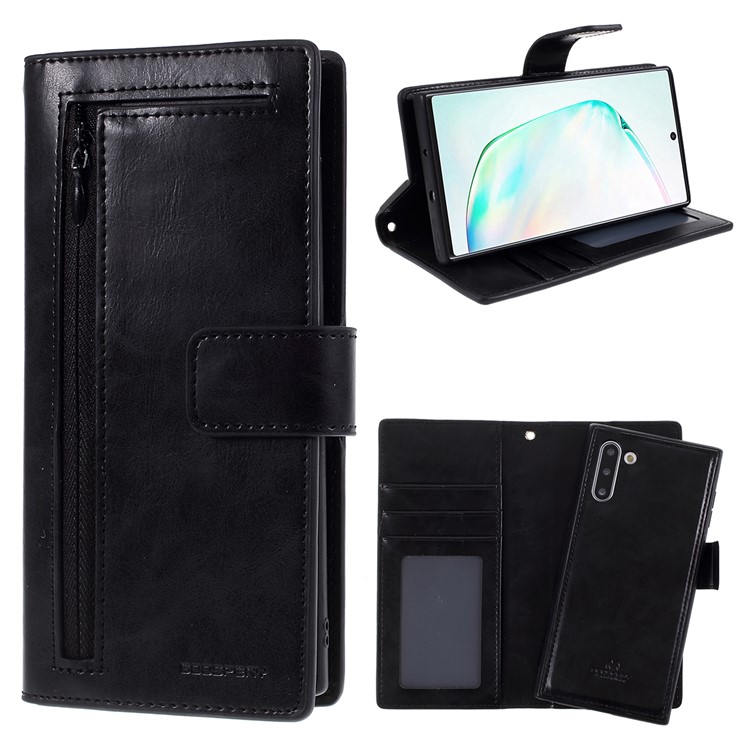 MERCURY GOOSPERY PU Leather Wallet Stand Casing Cover for Samsung Galaxy Note 10/Note 10 5G - Black-1