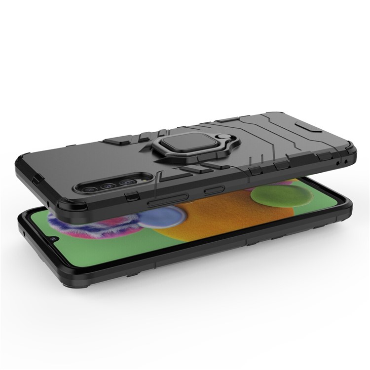 Cool Guard Finger Ring Kickstand PC + TPU Hybrid -schutzhülle Für Samsung Galaxy A90 5G - Schwarz-4