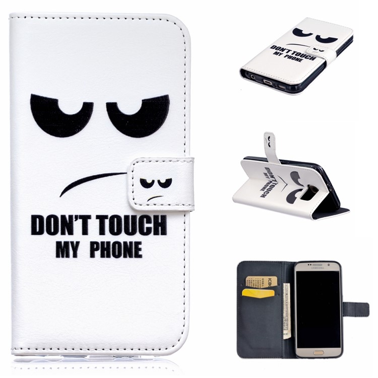 

Embossed pattern PU Leather Folio Case for Samsung Galaxy S6 G920 - Angry Face and Do Not Touch My Phone
