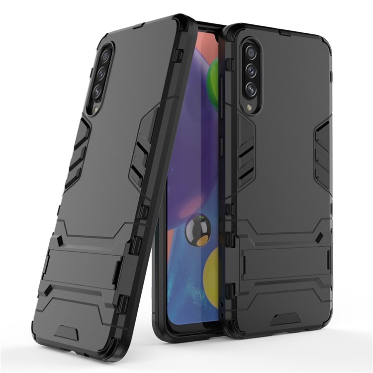 2-in-1 Plastic + TPU Phone Cover Case with Kickstand for Samsung Galaxy A70s - Black-1