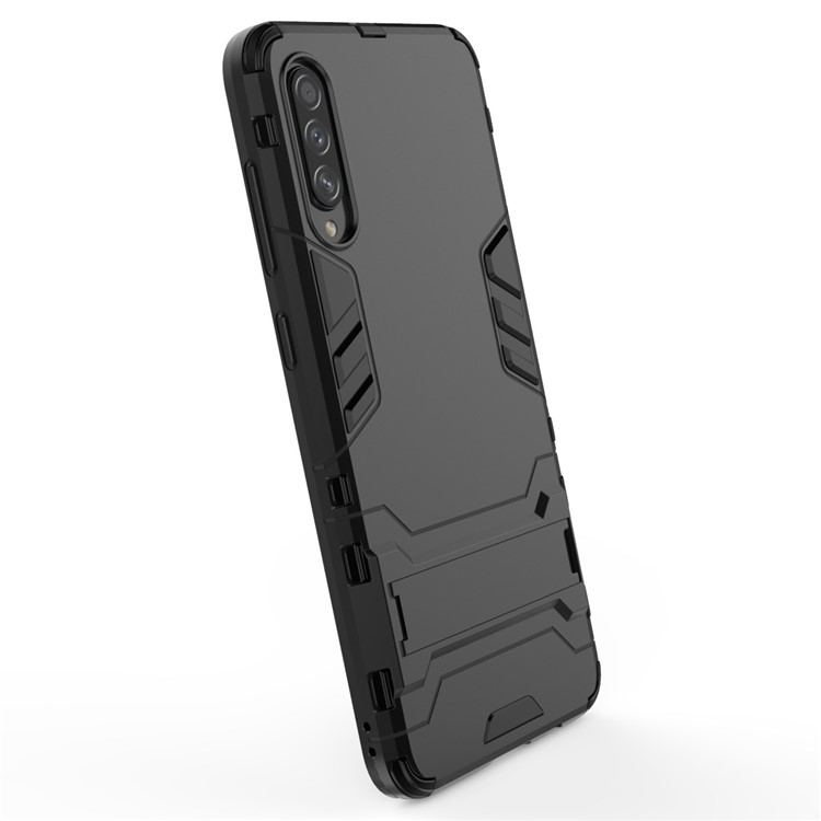 2-in-1 Plastic + TPU Phone Cover Case with Kickstand for Samsung Galaxy A70s - Black-4