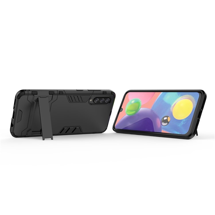 2-in-1-kunststoff + Tpu-telefonabdeckung Mit Kickstand Für Samsung Galaxy A70s - Schwarz