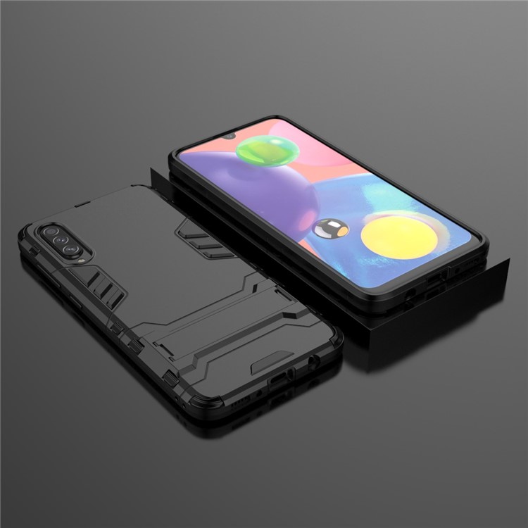 2-in-1 Plastic + TPU Phone Cover Case with Kickstand for Samsung Galaxy A70s - Black-8