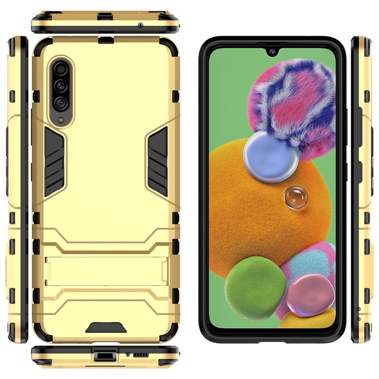 2-in-1 Plastic + TPU Phone Shell with Kickstand for Samsung Galaxy A90 5G - Yellow-2