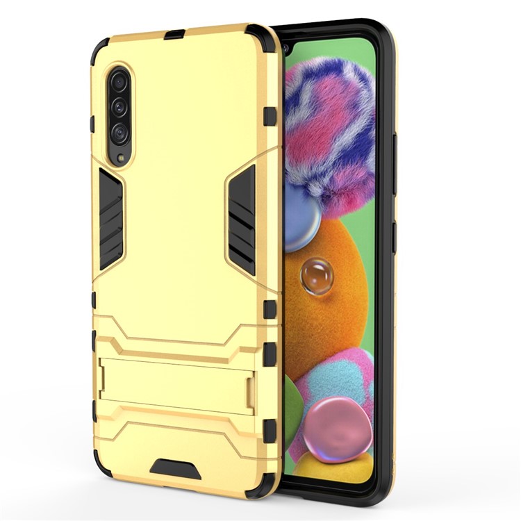 2-in-1 Plastic + TPU Phone Shell with Kickstand for Samsung Galaxy A90 5G - Yellow-3