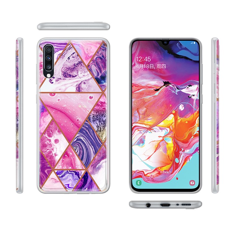 Marble Pattern IMD PC Back Plate + TPU Frame Shell for Samsung Galaxy A70 - Style A-2