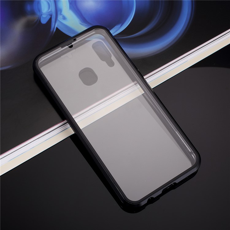 Magnetic Installation Metal Frame + Tempered Glass Full Protective Shell for Samsung Galaxy A20e - Black-10