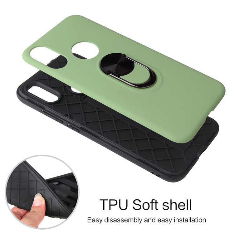 Detachable PC + TPU Combo Case with Finger Ring Kickstand for Samsung Galaxy A10s - Green-4