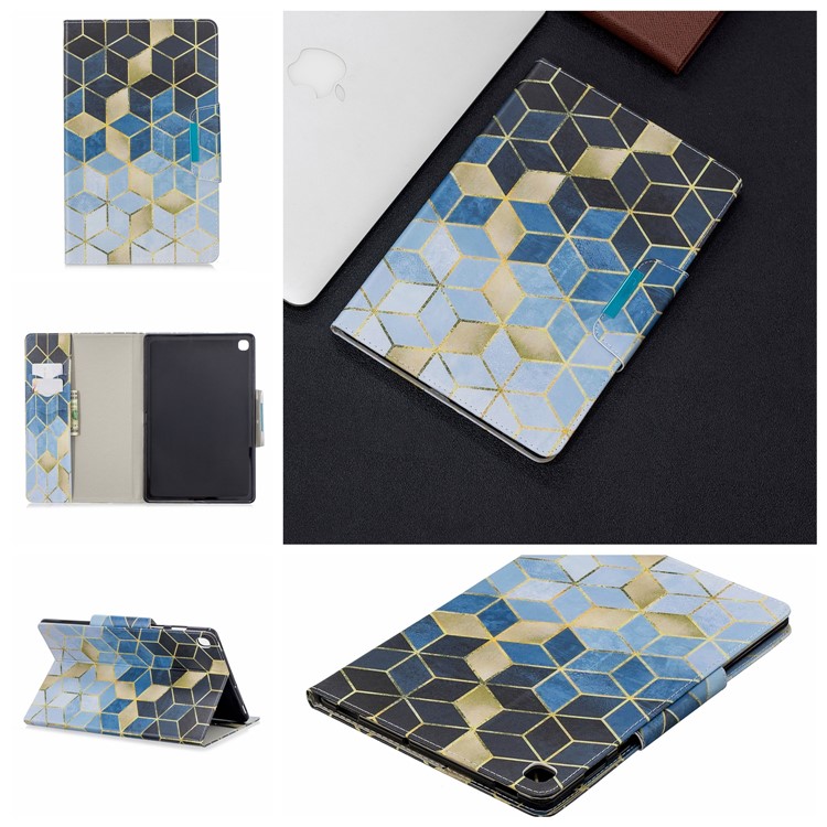 Pattern Printing Wide Clasp Stand Wallet Leather Tablet Cover for Samsung Galaxy Tab S5e SM-T720 - Rhombus Pattern-1