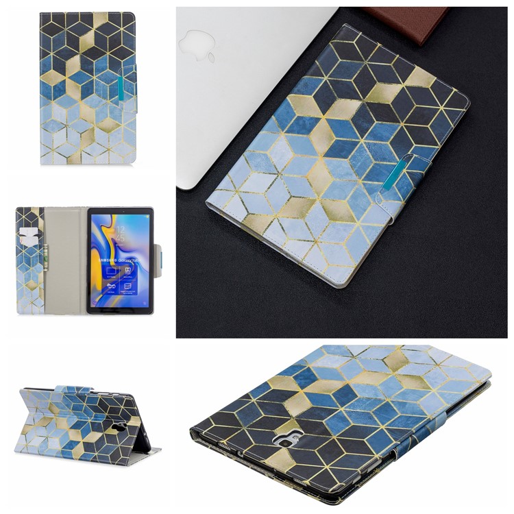 Pattern Printing Wide Clasp Stand Wallet Tablet Leather Case for Samsung Galaxy Tab A 10.5 (2018) T590 T595 - Rhombus Pattern-1