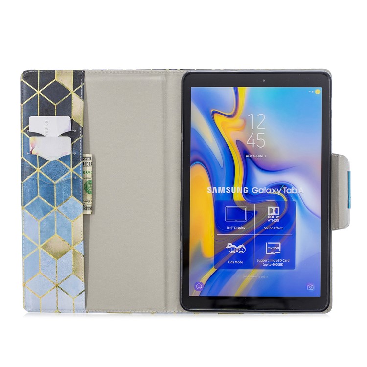 Pattern Printing Wide Clasp Stand Wallet Tablet Leather Case for Samsung Galaxy Tab A 10.5 (2018) T590 T595 - Rhombus Pattern-4