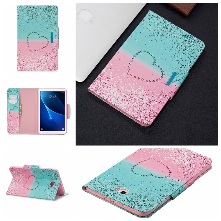 Pattern Printing Wide Clasp Leather Stand Wallet Tablet Protective Case for Samsung Galaxy Tab A 10.1 (2016) T580/T585 - Heart-1