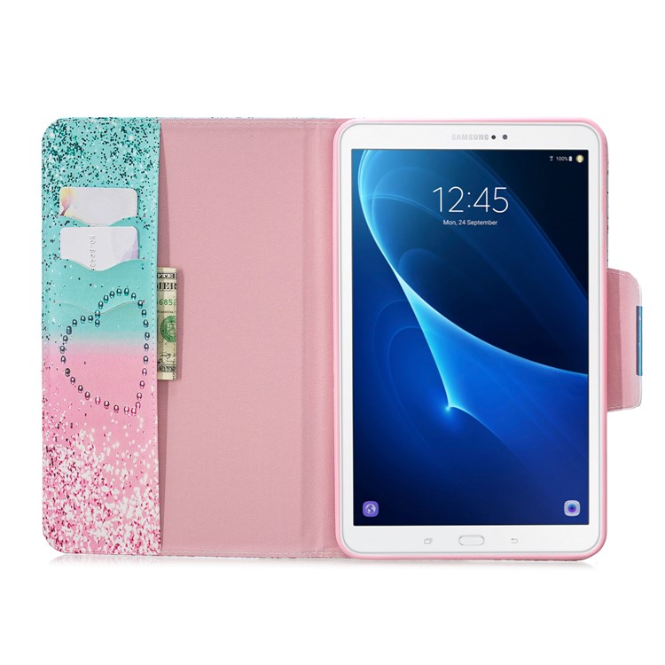Pattern Printing Wide Clasp Leather Stand Wallet Tablet Protective Case for Samsung Galaxy Tab A 10.1 (2016) T580/T585 - Heart-4